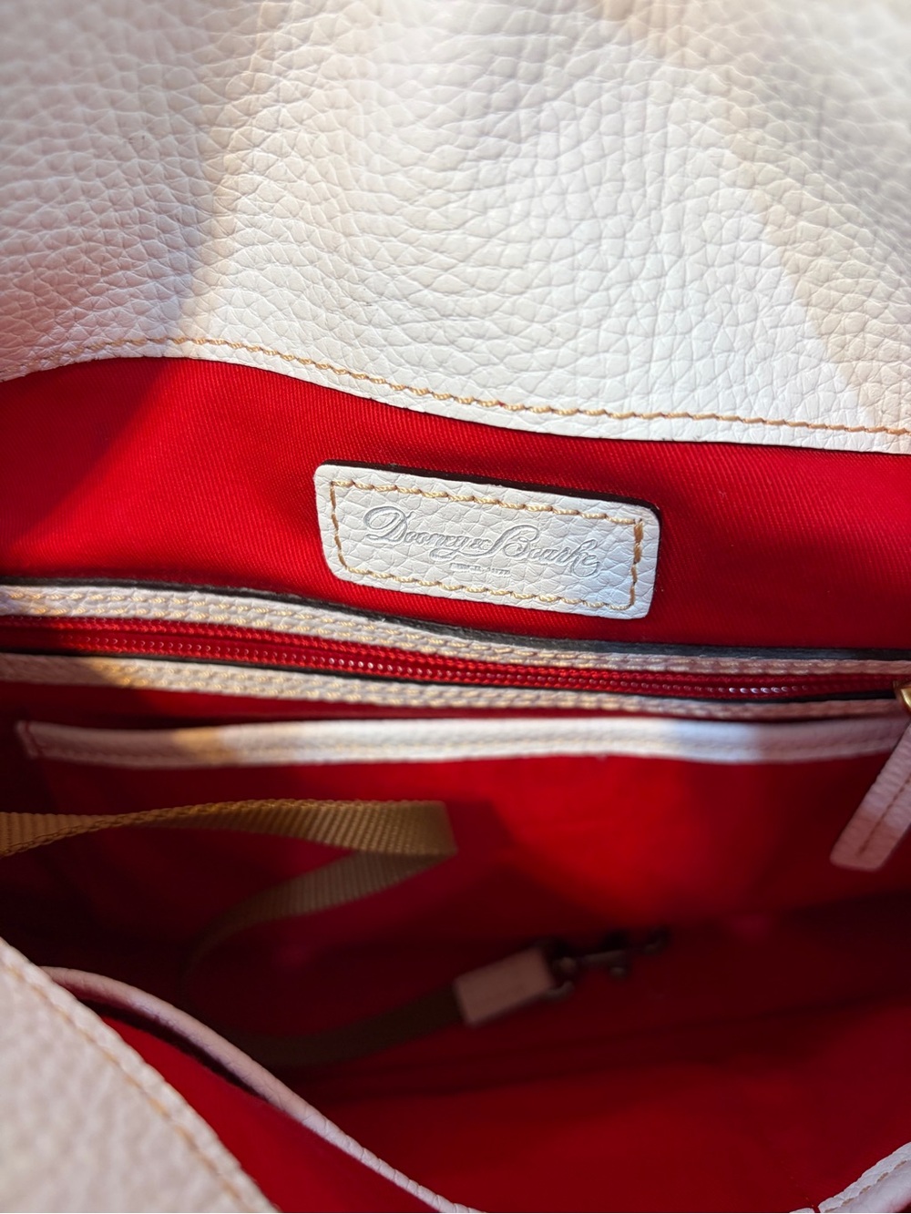 Dooney & Bourke White Pebble Leather Satchel with Gold Hardware - Picture 8 of 14